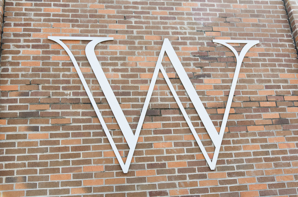 W on brick wall from outside Westview Middle and Elementary