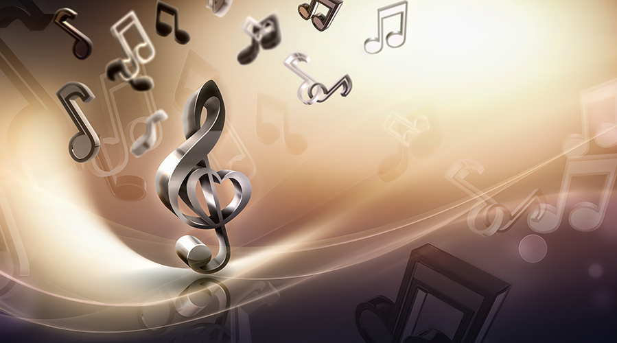 music notes and tremble cleft 