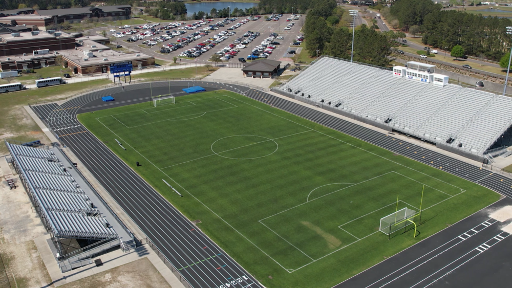 aerial shot of track