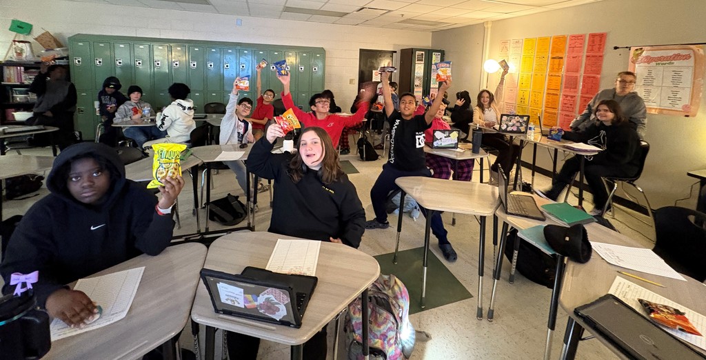 Students in classroom with chips