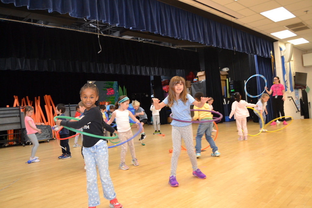 Howe Hall AIMS students  jumping rope during the Kids Heart Challenge Finale