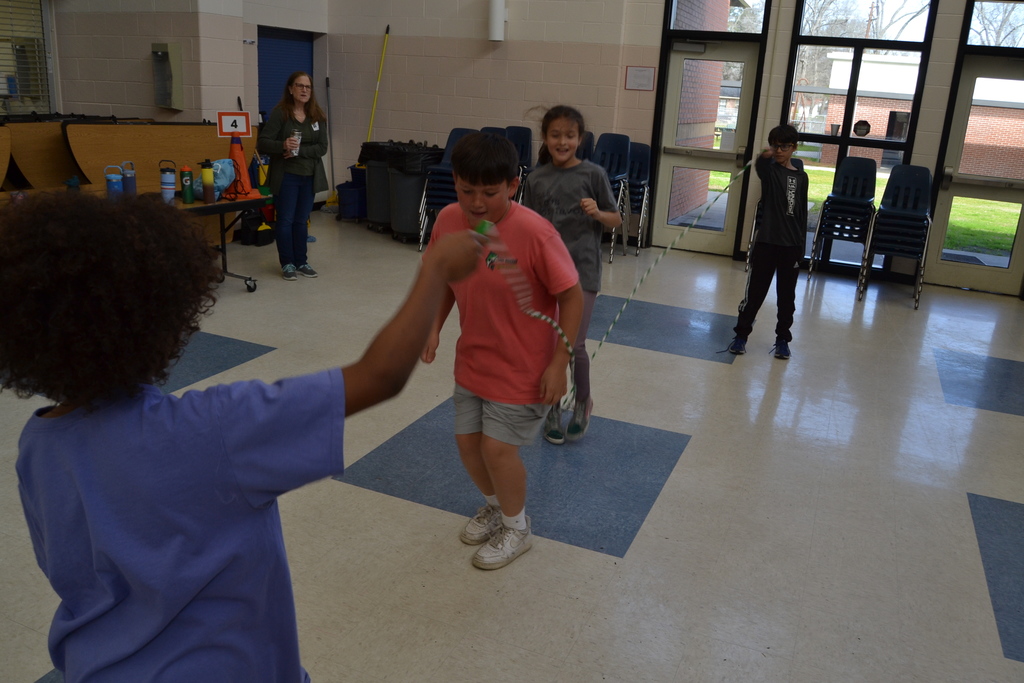 Howe Hall AIMS students  jumping rope during the Kids Heart Challenge Finale