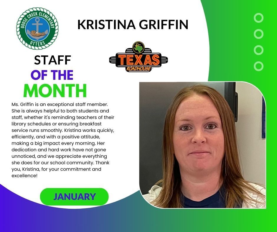 Ms. Griffin is the classified employee of the month