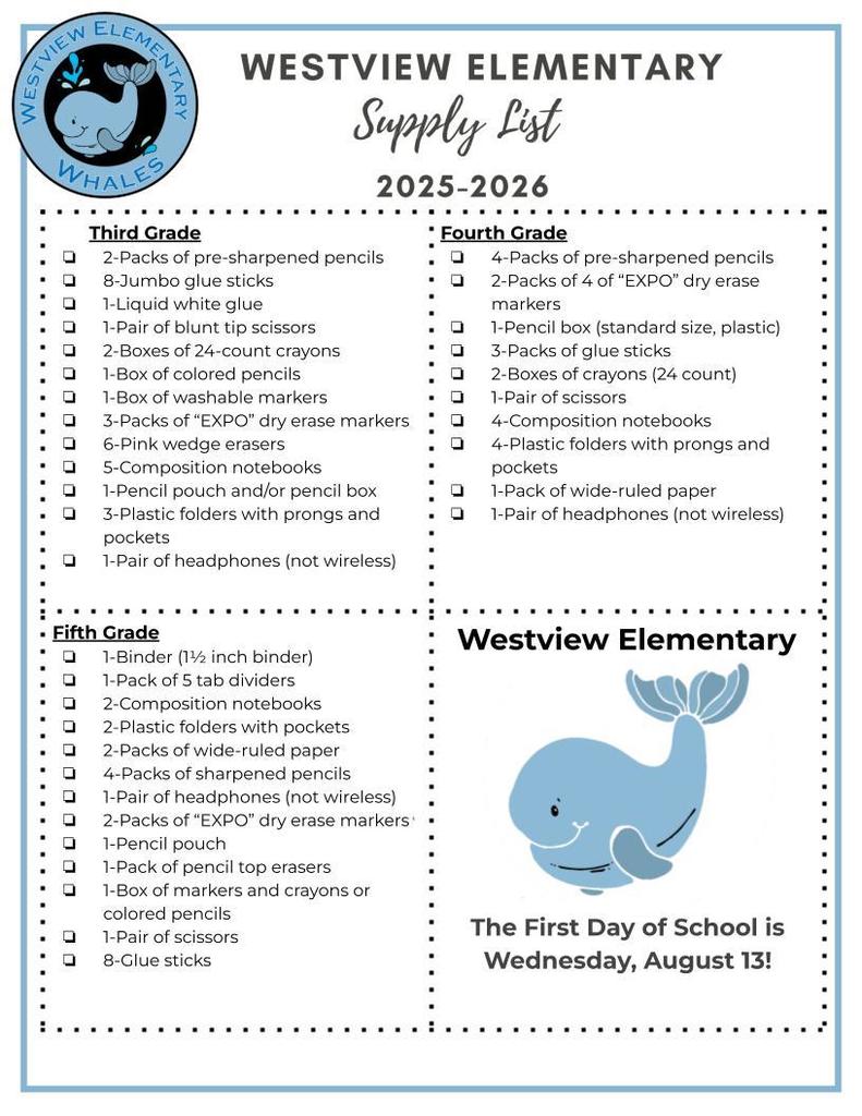 ONE PAGER WVE 25-26 Supply List