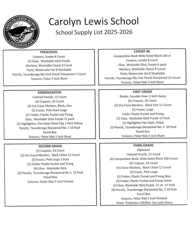 School Supply List
