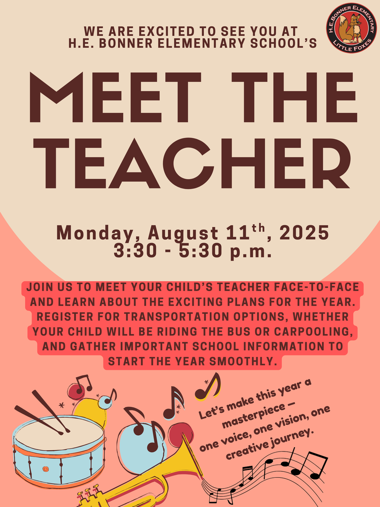 Join us for Meet the Teacher on HBE on Monday, August 11th from 3:30 to 5:30 p.m.