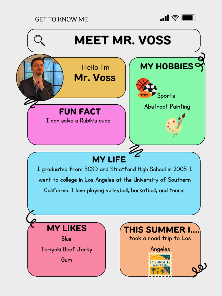 Mr. Voss teaches PE on Mondays