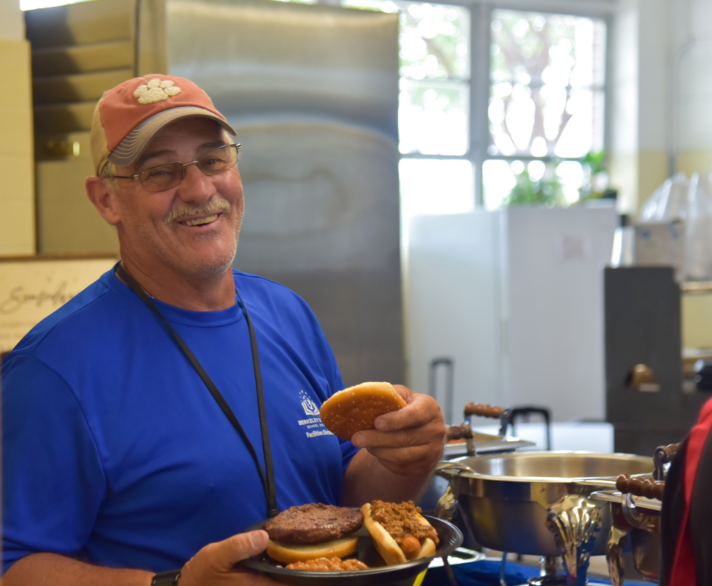 man getting a hamburger