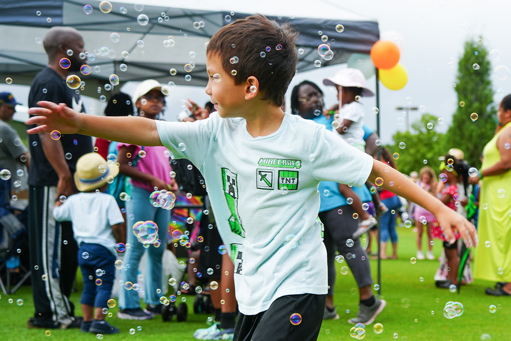 child with bubbles