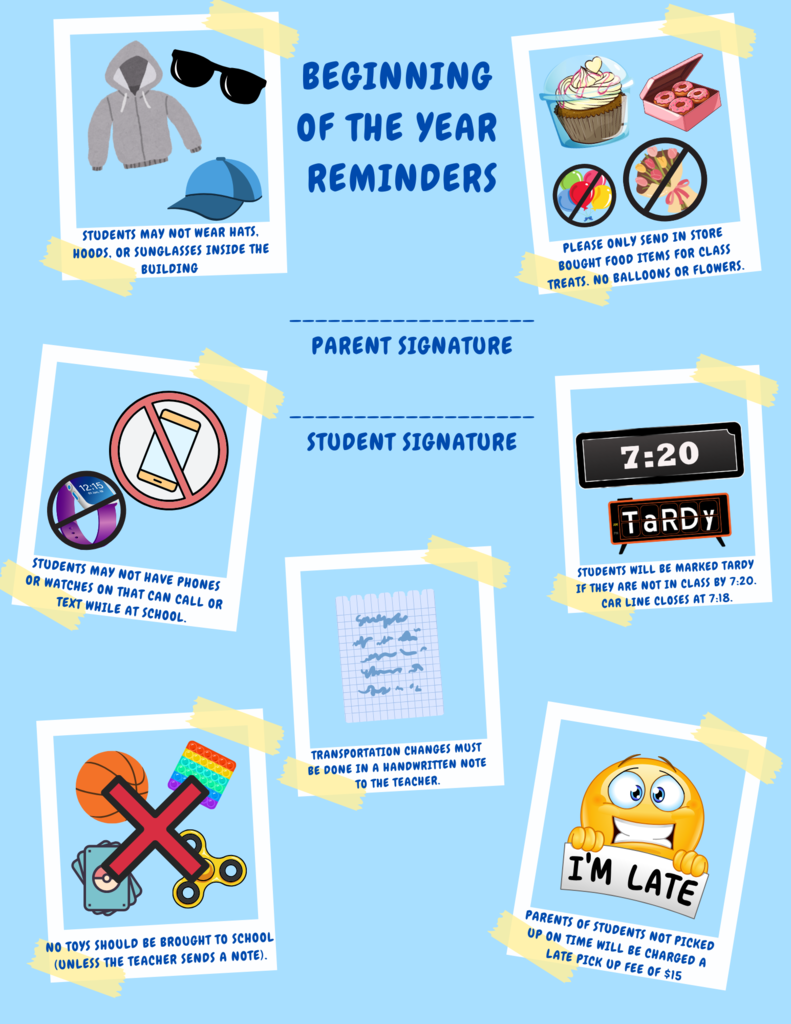 Student Flyer with Beginning of the Year Reminders