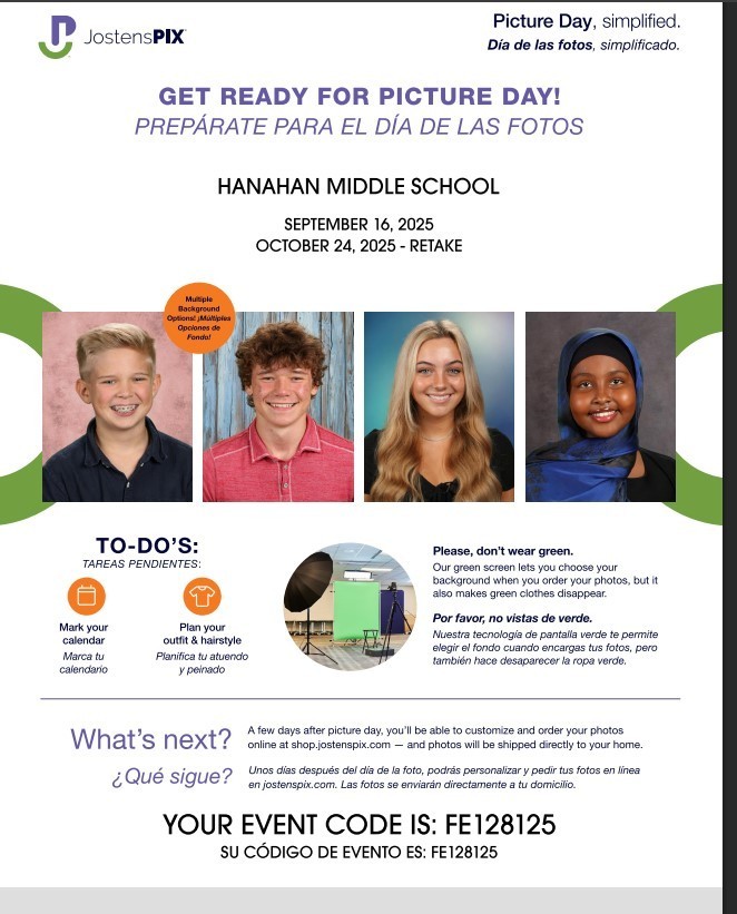 Picture Day at Hanahan Middle  - September 16, 2025. 