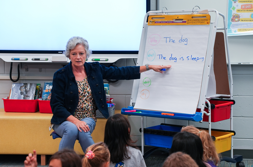 teacher explaining sentences