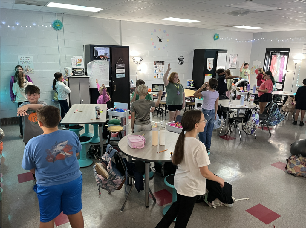 Students creating statues in 5th grade social studies class! 