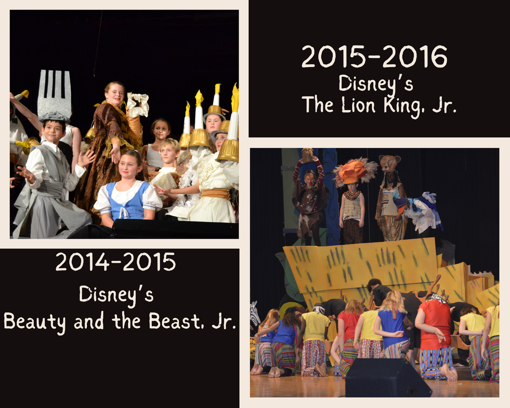 Musical performance pictures from Beauty and the Beast and The Lion King