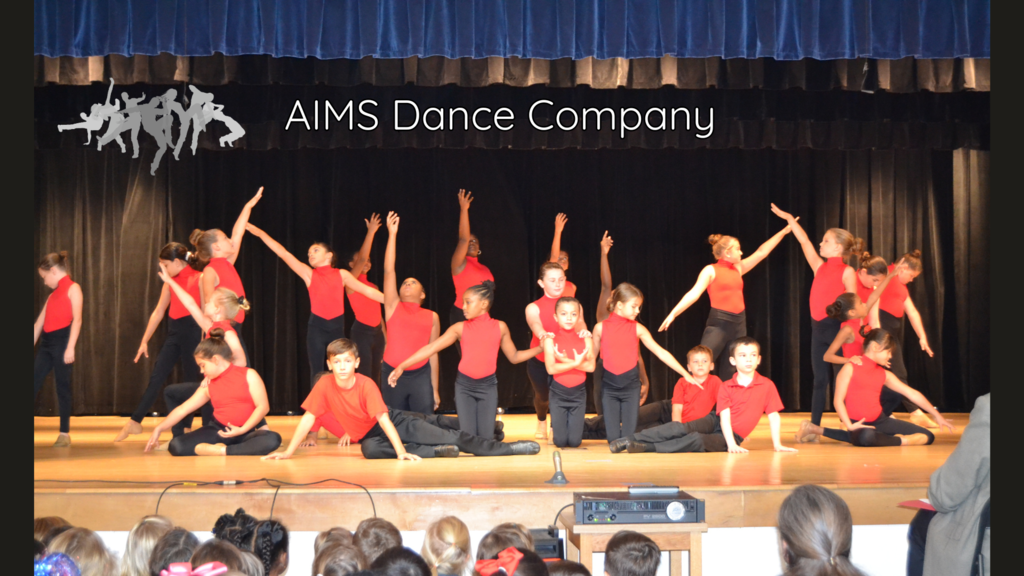 AIMS Dance Company posing on stage during a performance