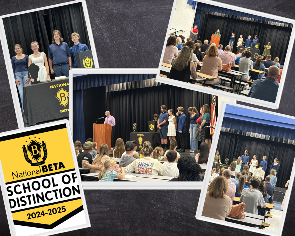 Photos of students being inducted to Beta 
