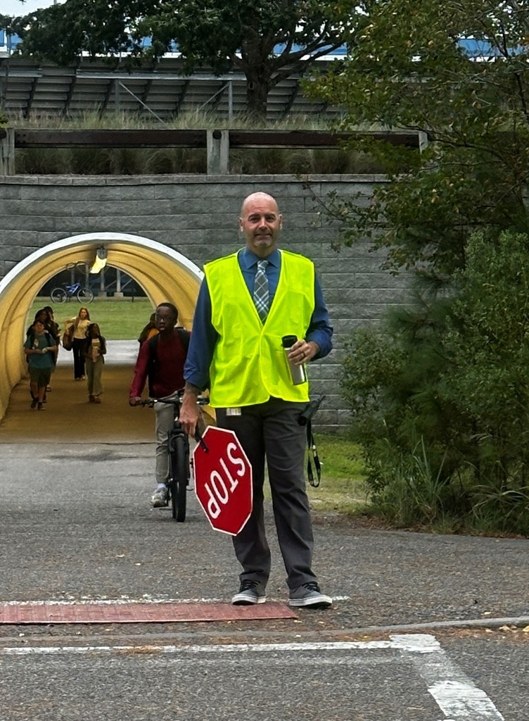 ✨ When duty calls, Principal Shover steps up—literally! 🚦 This morning he was out on crosswalk duty, making sure our Cobras got to school safely. 🐍💙  Nothing says “all in” like a stop sign in one hand and coffee in the other! ☕🛑 #CobraPride #AllHandsOnDeck #SafeAndSound