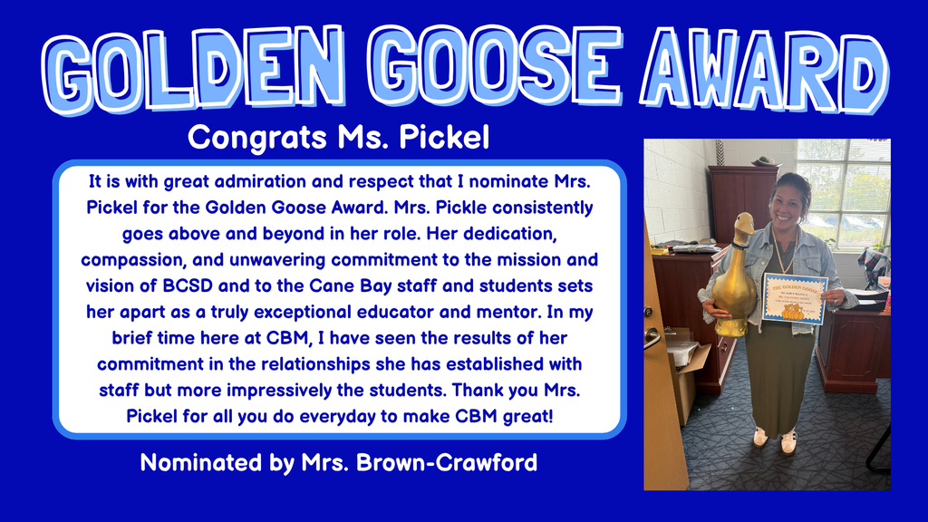 Congrats Ms. Pickel our Golden Goose Award Winner 