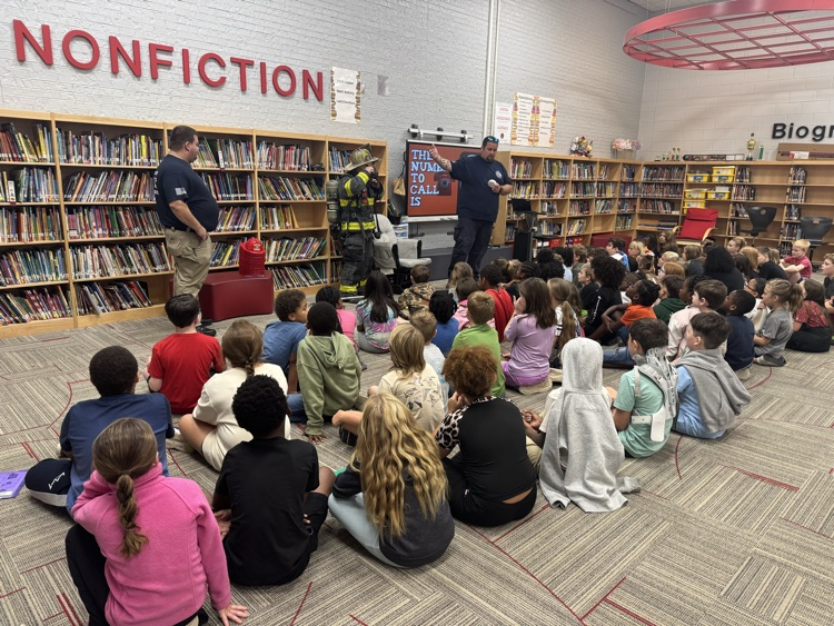 Students gathered in our library to listen to lessons on fire safety.