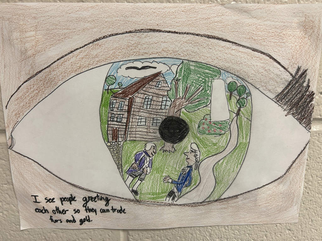 Students showed perspective and added a statement of what they saw living in Colonial America.