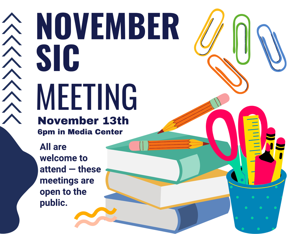 📣 Join us for our next SIC Meeting! Our next School Improvement Council (SIC) meeting will be held on Monday, November 13th at 6:00 PM in the Cane Bay Middle Media Center. All are welcome to attend — this is an open meeting, and we’d love to see you there! 💙💛🐍 #CobraPride #CommunityMatters #CaneBayMiddle