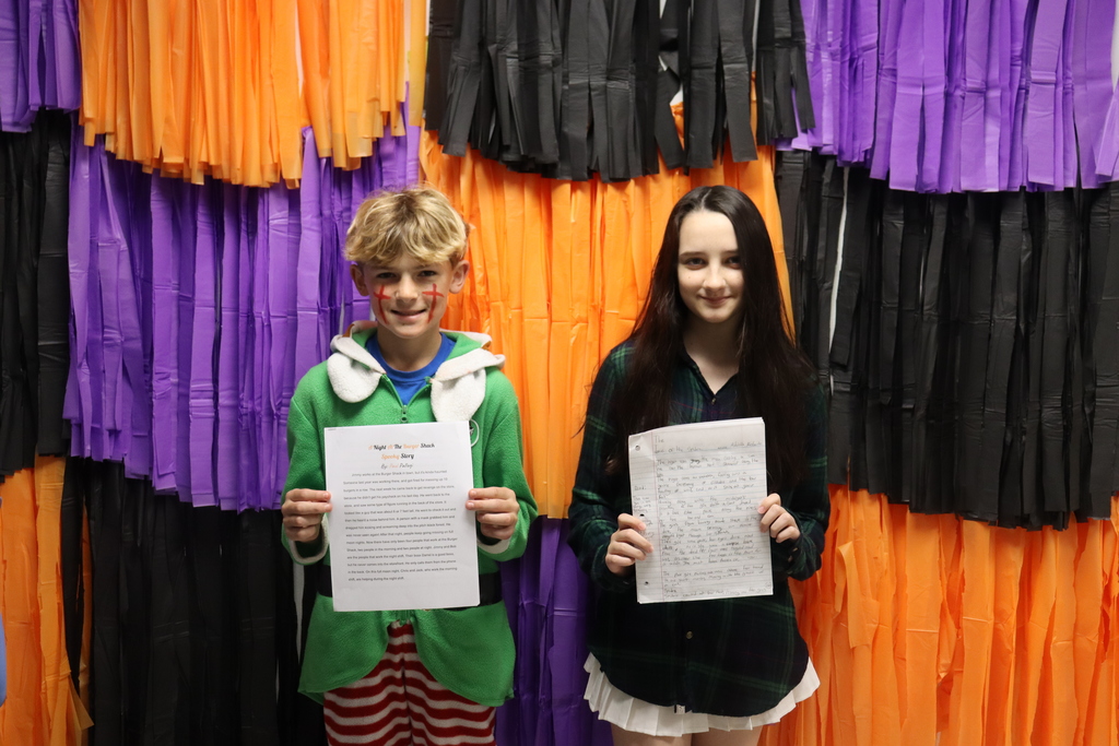 Student winners posing for the scary story contest. 