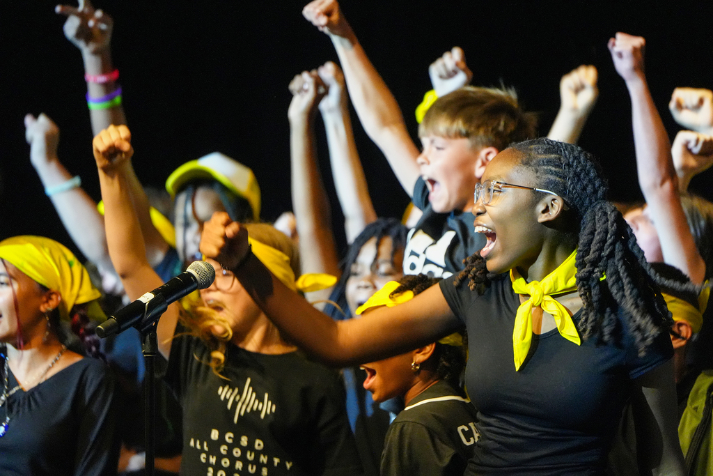 group of students performing