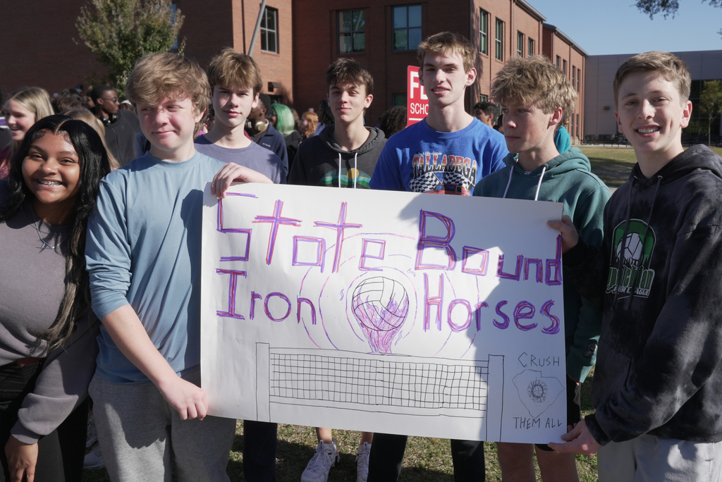 students with poster