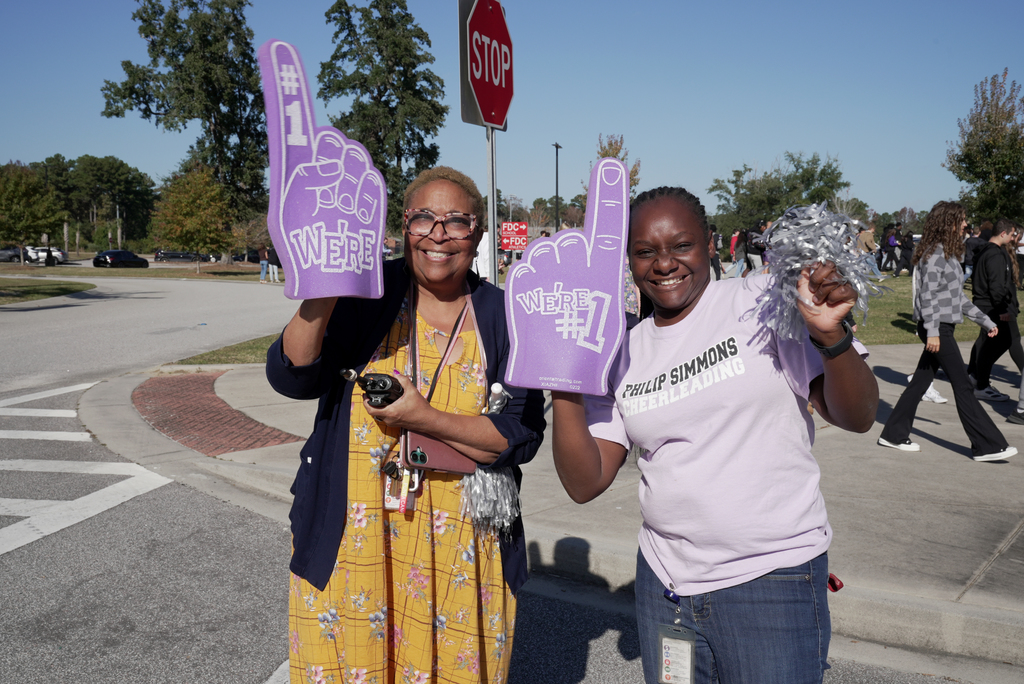 staff with foam fingers
