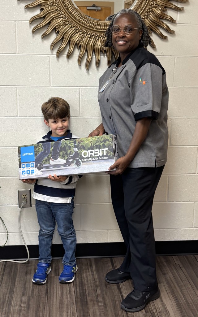 Oliver wins a scooter during National School Lunch Week!