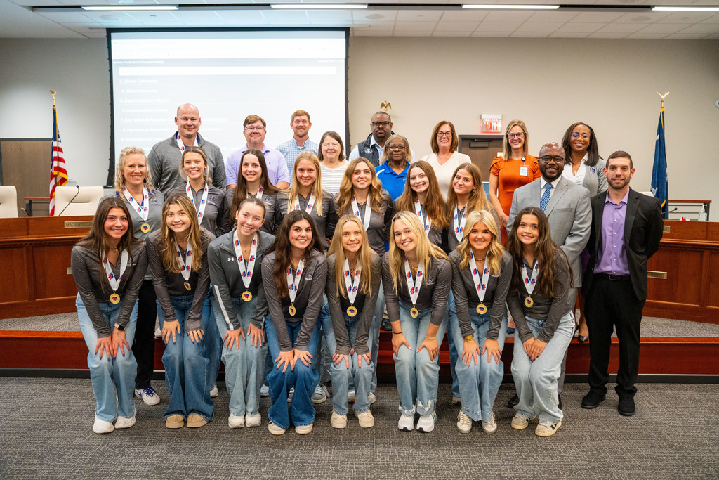 PSH girls volleyball team at the board meeting