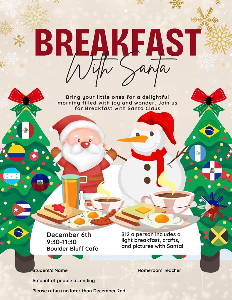 Cream and Red Illustration Breakfast With Santa Flyer