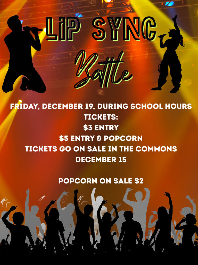 🎤 Get Ready, Cobras — It’s Lip Sync Battle Time! 🎶 Join us on Friday, December 19 for one of the most exciting events of the year — the Teacher Lip Sync Battle! Come watch your teachers dress up, perform, and compete for the ultimate bragging rights. You don’t want to miss this! 🎟 Tickets: • $3 – Entry Only • $5 – Entry + Popcorn Combo 🍿 (Additional popcorn will be available the day of the event for $2 per bag.) 🕗 Ticket Sales: Tickets will be sold in the mornings starting 12/15. Get yours early so you’re ready for the show! Come cheer, laugh, and enjoy an amazing start to your break. See you there, Cobras! 💙🤍🖤