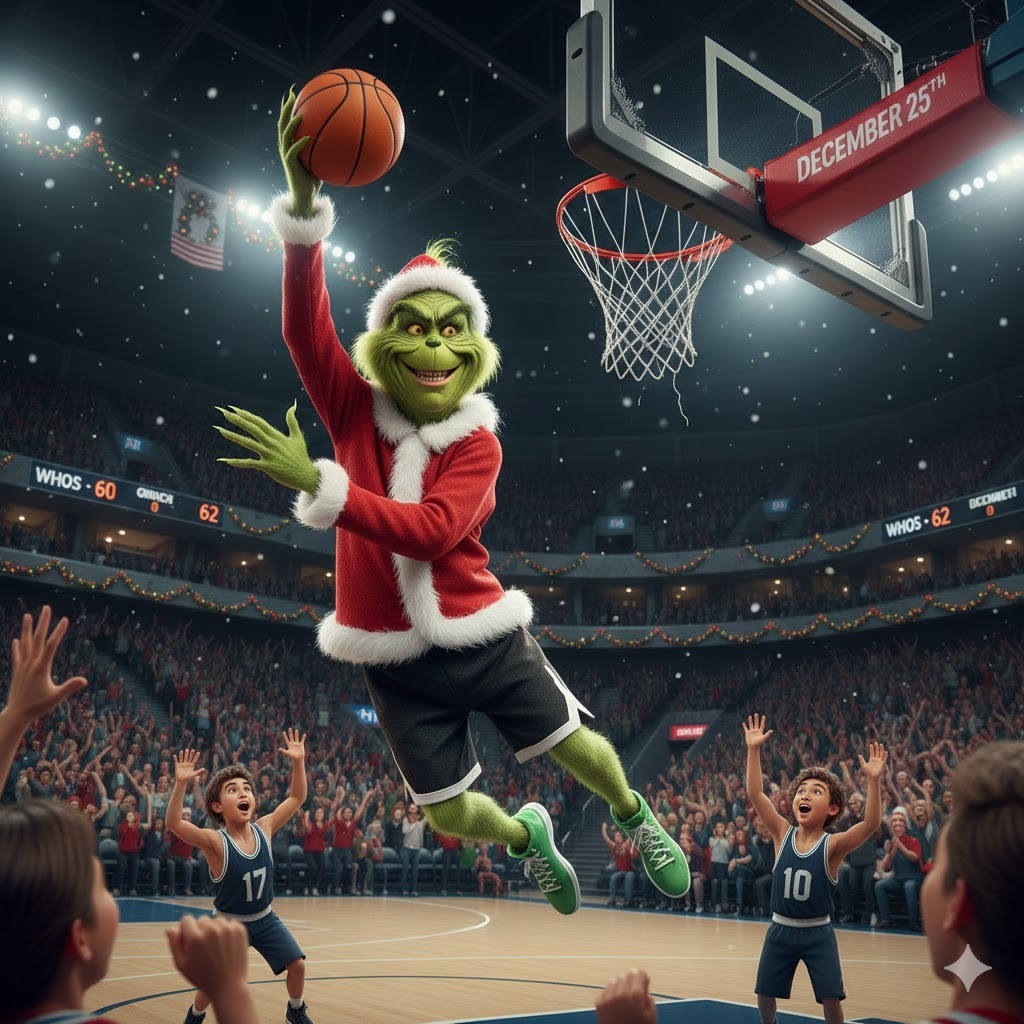 The grinch playing basketball