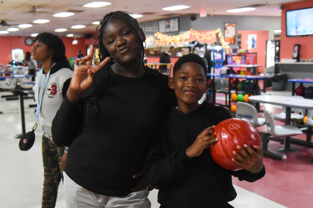 students bowling