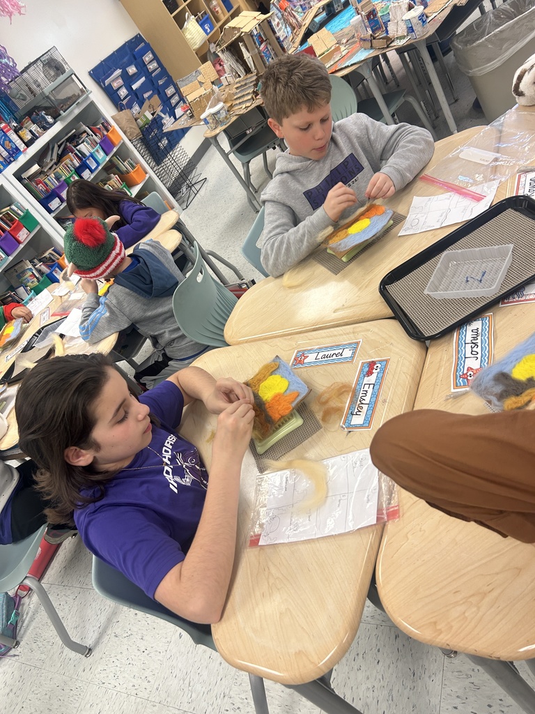 Students used needle felting to create their landscapes.