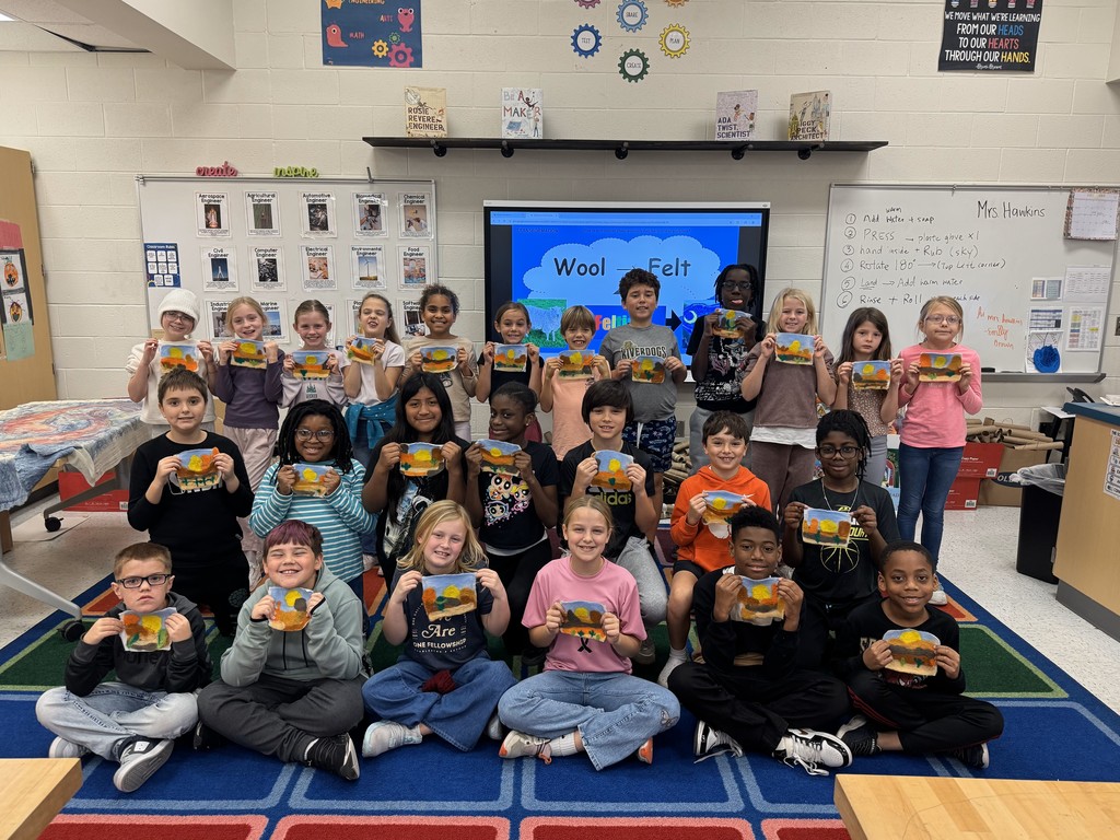 Ms. Lyerly's class displays their finished products.