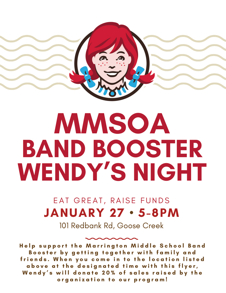 Band Fundraiser at Wendy's on Red Bank Rd Jan 27 from 5p-8pm