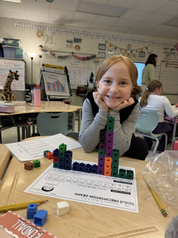 student  making 3D bar graphs 