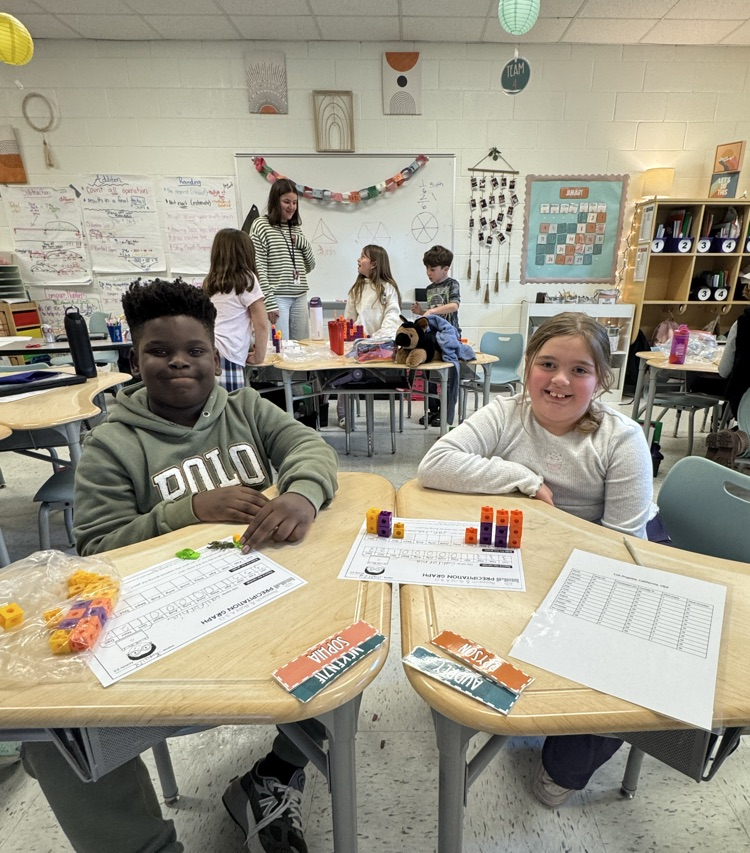 student partners making 3D bar graphs 