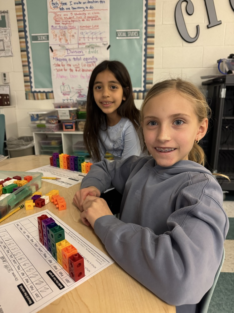 student partners making 3D bar graphs 