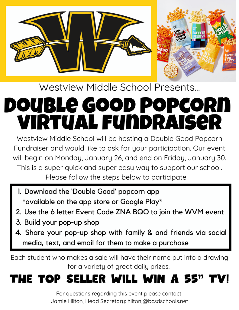 WVM DoubleGood Popcorn fundraiser begins today at 5 pm and runs through Jan 30 at 5 pm