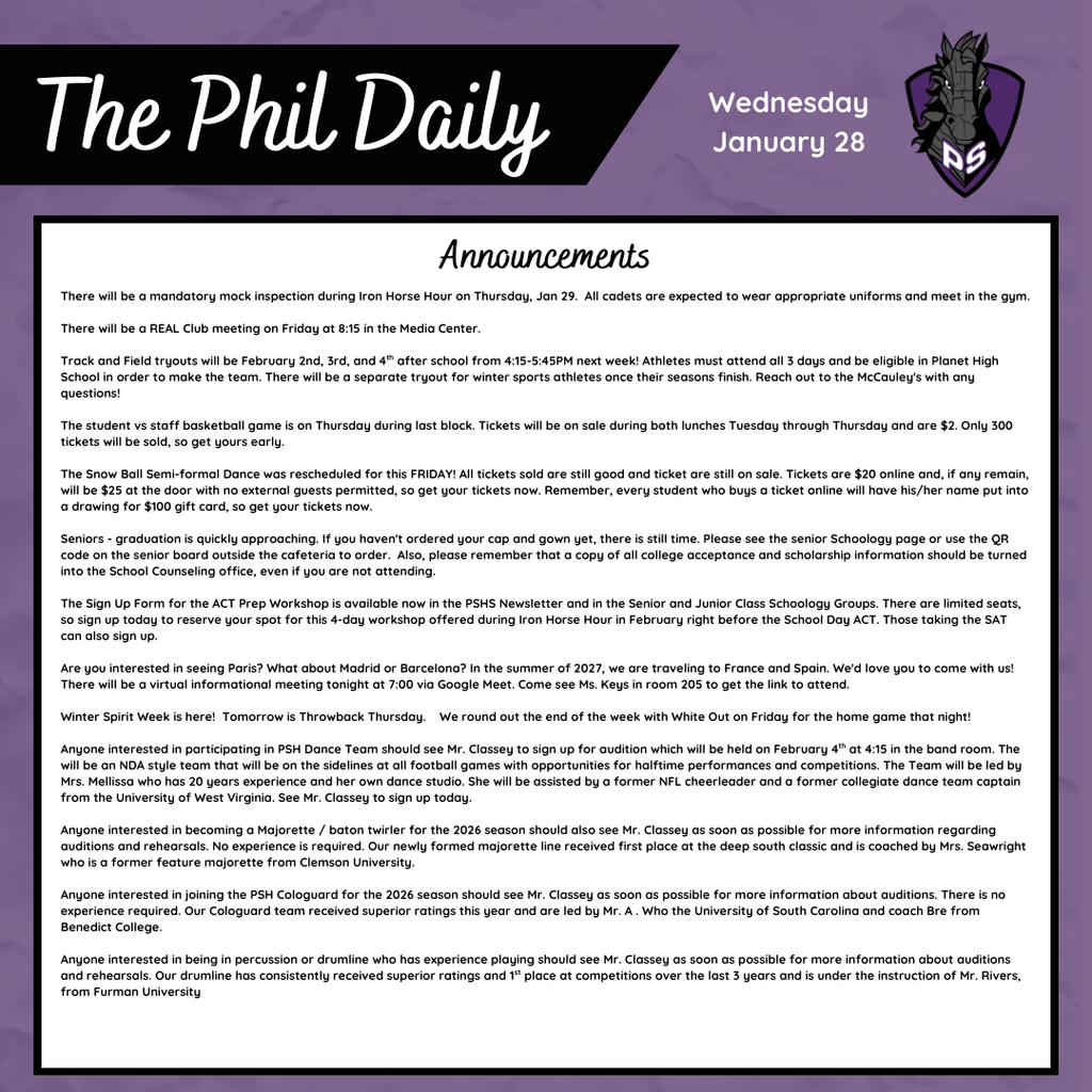 The Phil Daily for Wednesday, Jan 28, 2026