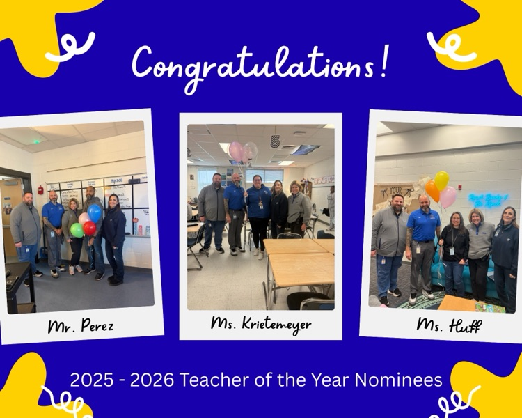 3 photos of teachers, Mr. Perez, Ms. Krietemeyer, and Ms. Huff 