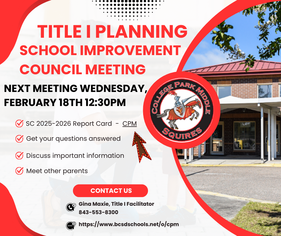 Title I Planning school improvement council meeting February 18 12:30 pm