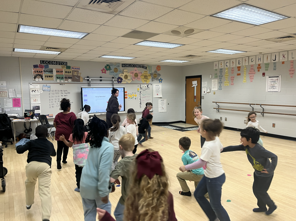 Multiple kids moving around our dance room
