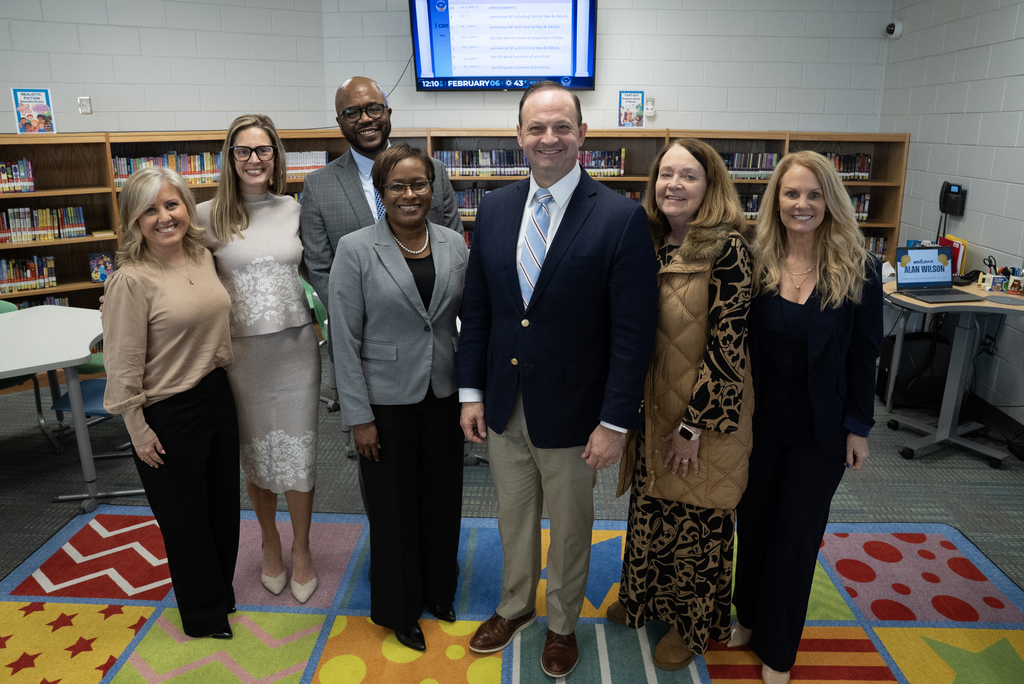 BCSD leadership, Angelina Davenport and Principal Leigh with Alan Wilson