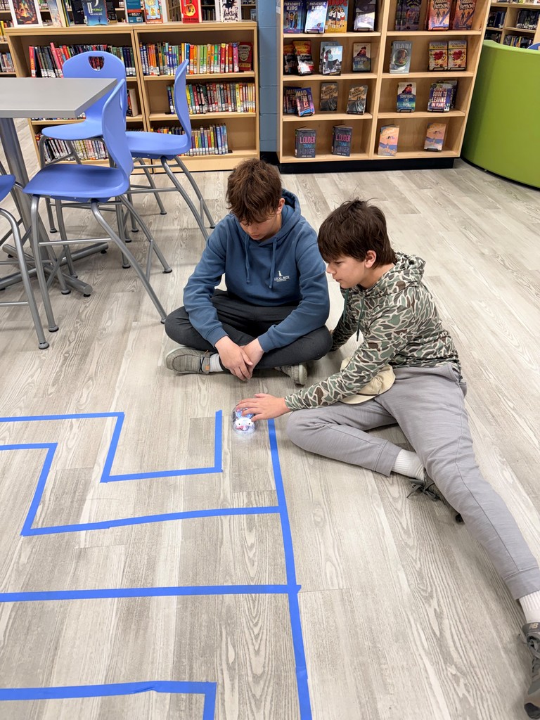 Students explore different hands on robots in the school library. 
