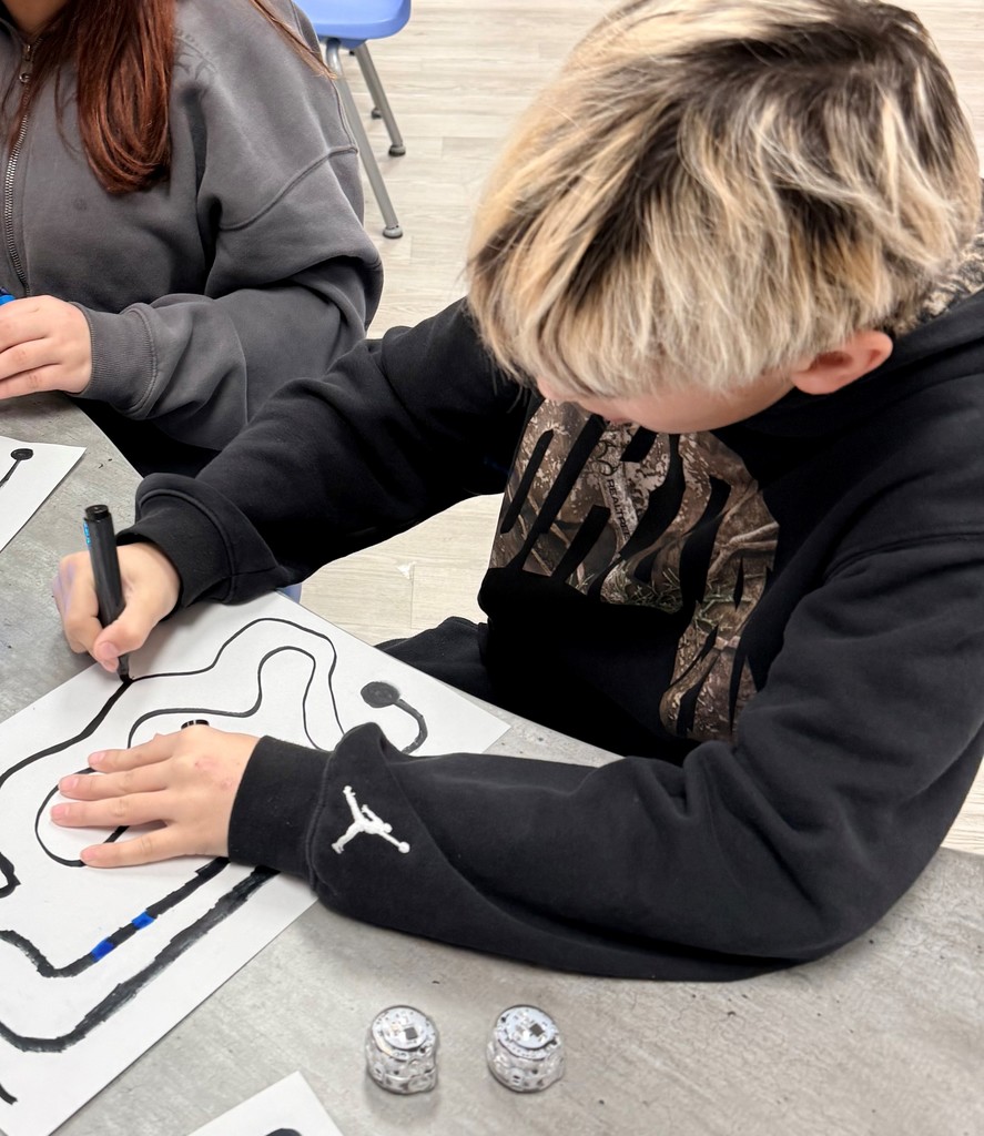 Students explore different hands on robots in the school library. 