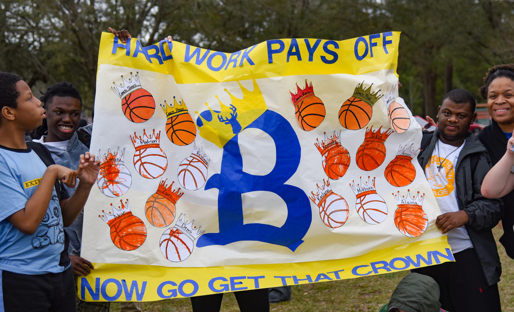 BHS students holding poster